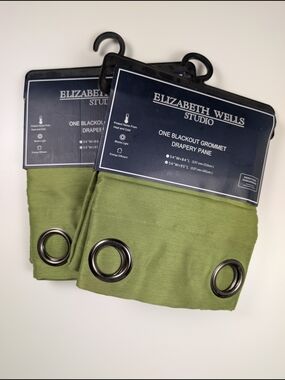Elizabeth Wells Blackout Grommet Curtains Green 54"x95" Pair (2 Panels)